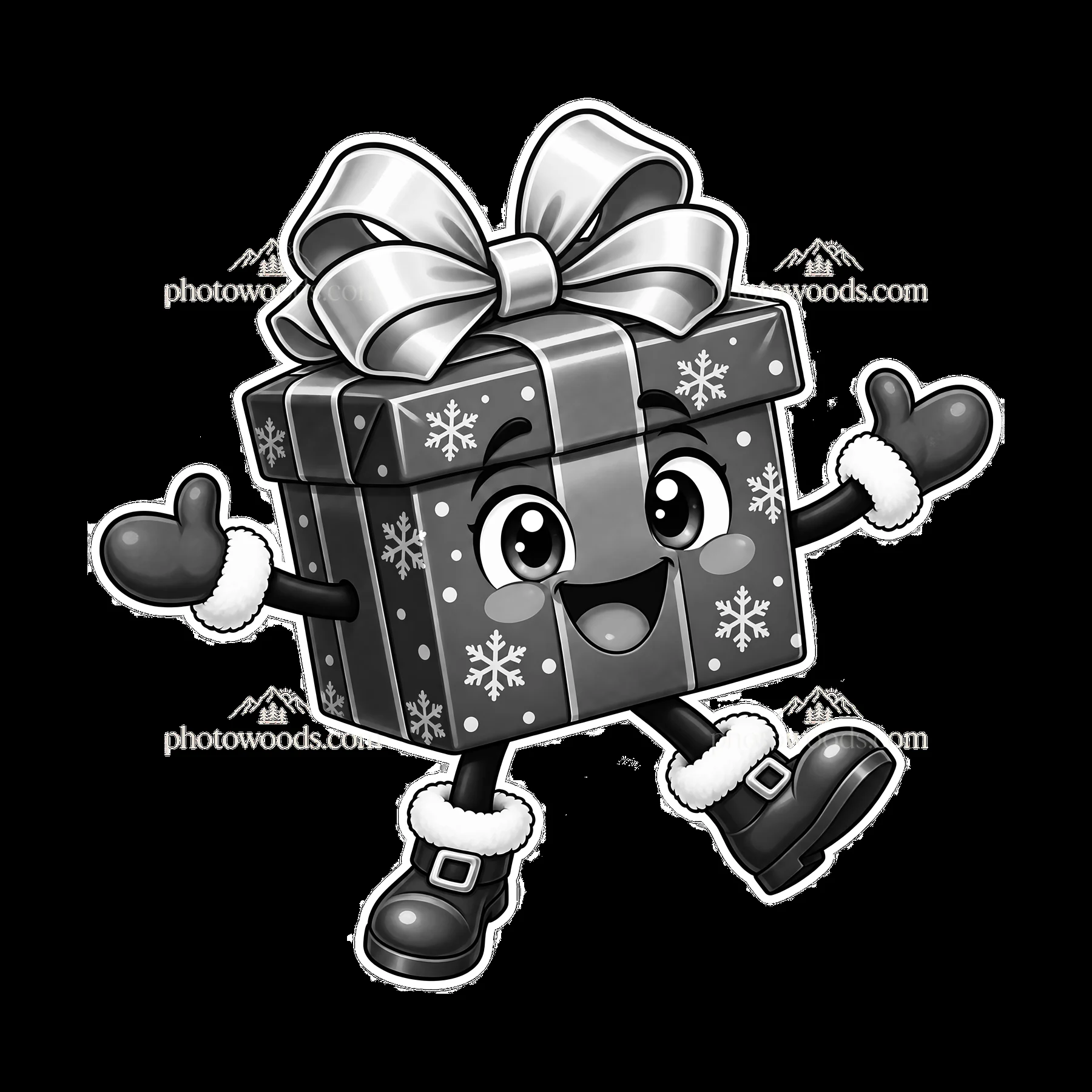 Happy cartoon gift box character with arms and legs - AI-generated stock image