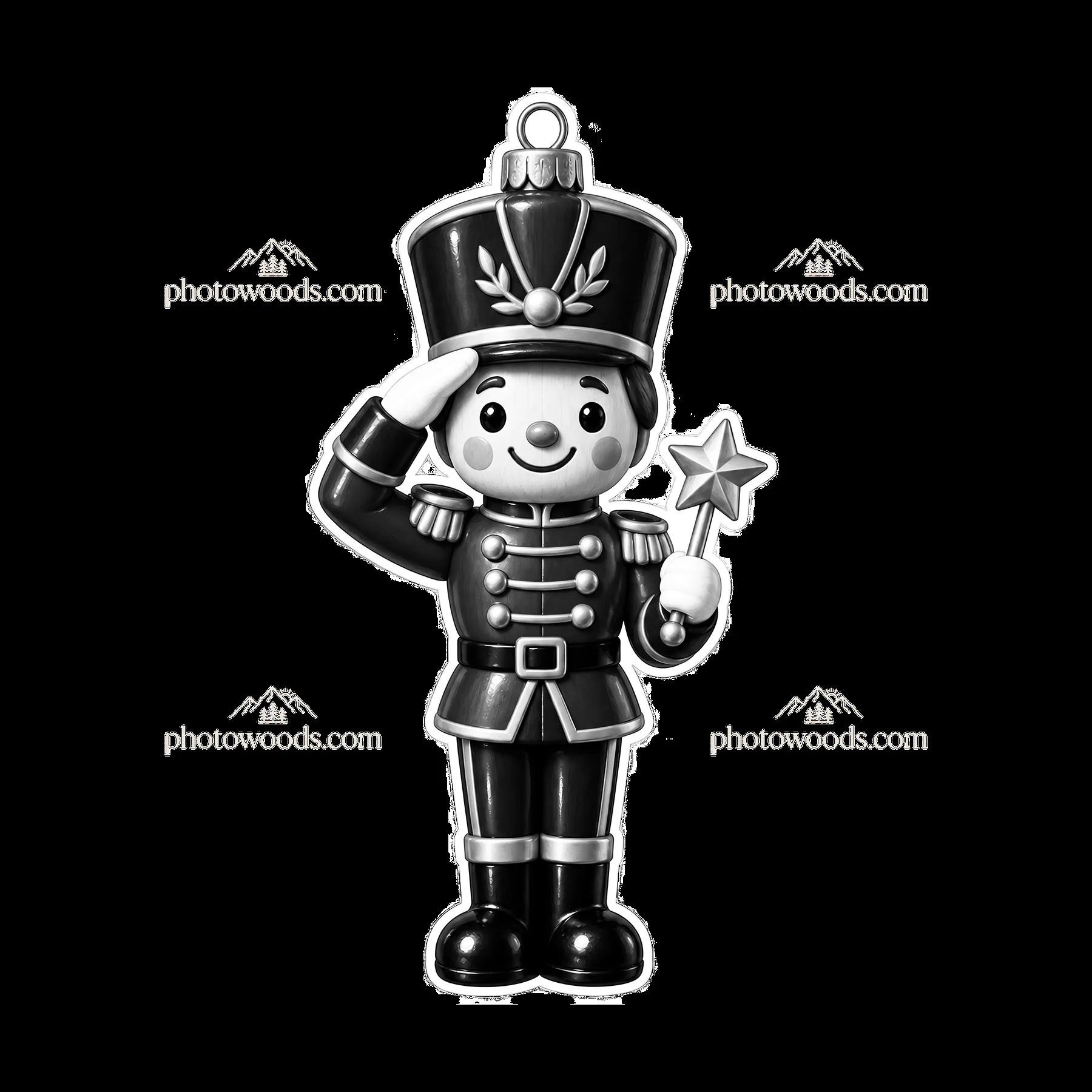 Toy soldier ornament standing with a star in hand - AI-generated stock image
