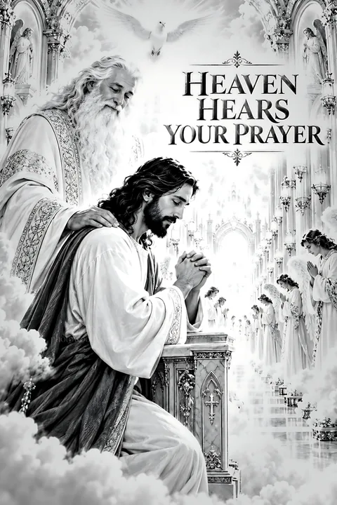 Heaven hears your prayer in a sacred place with angels - AI-generated stock image