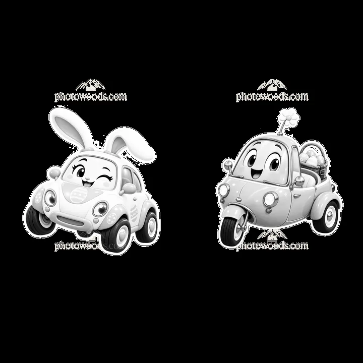 Easter bunny cars celebrating spring in a cheerful design - AI-generated stock image
