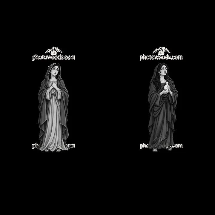 Women mourning at the crucifixion scene in black and white - AI-generated stock image