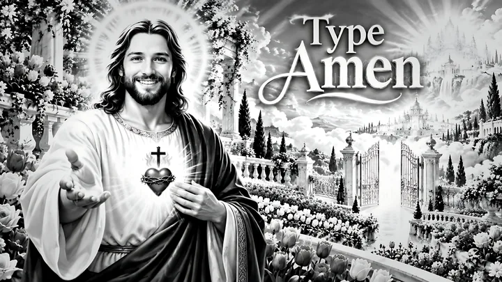 Jesus Christ offering hope with light and roses - AI-generated stock image