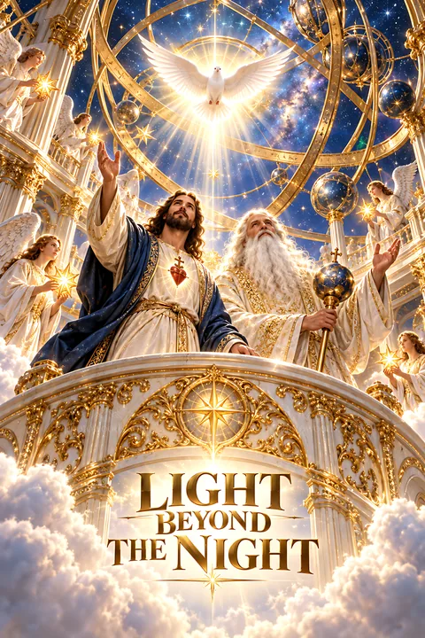 Light beyond the night in a heavenly scene - AI-generated stock image