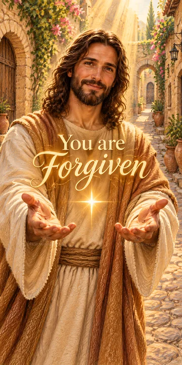 Jesus Christ offers forgiveness in a comforting scene - AI-generated stock image