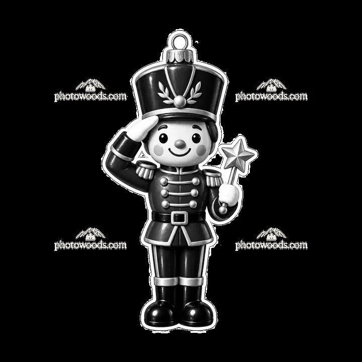Toy soldier ornament standing with a star in hand - AI-generated stock image