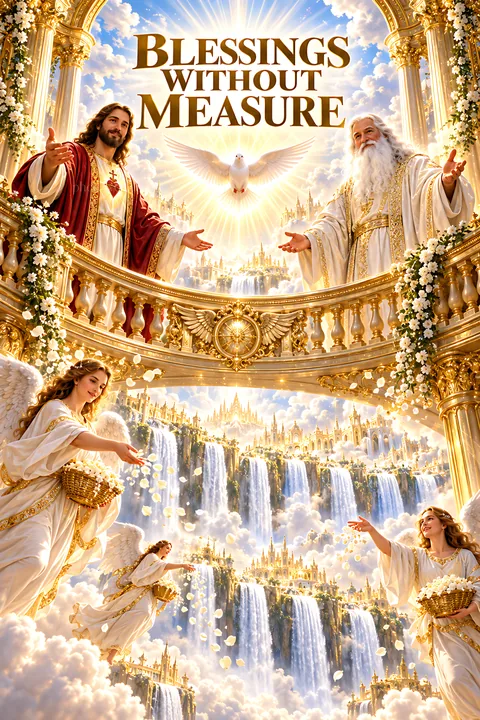 Blessings from divine figures in a celestial scene - AI-generated stock image