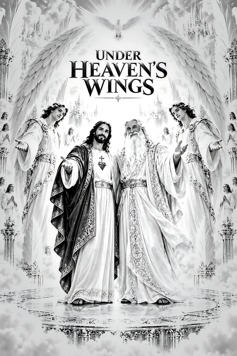Under Heaven's Wings scene with angels - AI-generated stock image
