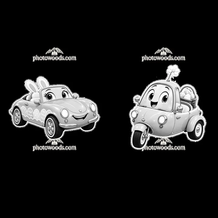 Easter themed cars with cute bunny and chick designs - AI-generated stock image