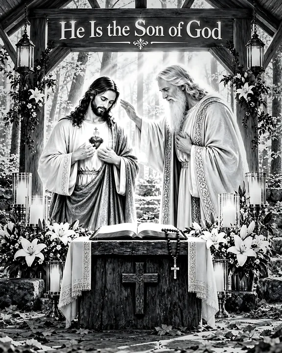 Comfort in the woodland chapel - AI-generated stock image