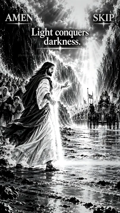 Jesus Christ leads with light in a powerful scene - AI-generated stock image