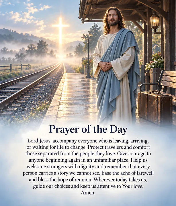Compassion at the railway platform - AI-generated stock image