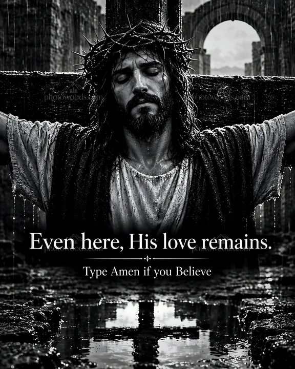 Faith through the rain and love amidst struggle - AI-generated stock image