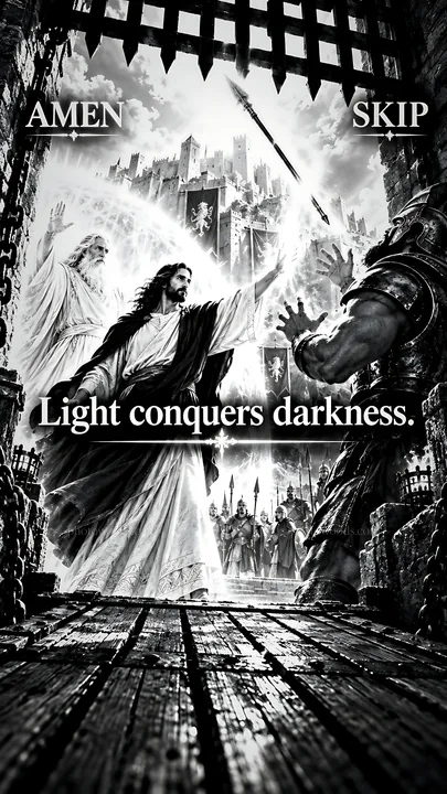 Jesus Christ bringing light and hope to the darkness - AI-generated stock image