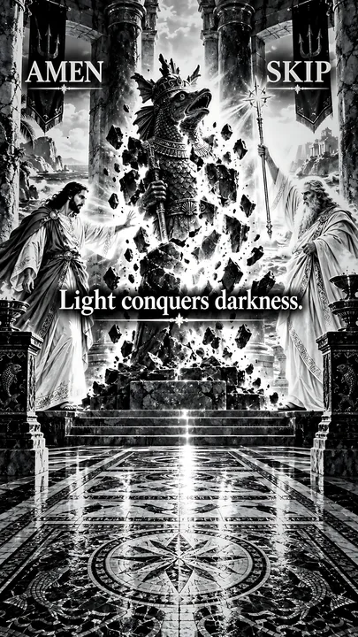 Jesus Christ conquering darkness in a powerful scene - AI-generated stock image