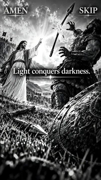 Jesus Christ confronts darkness in a powerful scene - AI-generated stock image