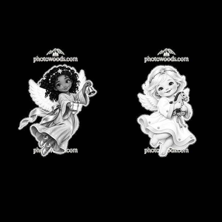 Christ Child with bells and gifts in monochrome style - AI-generated stock image