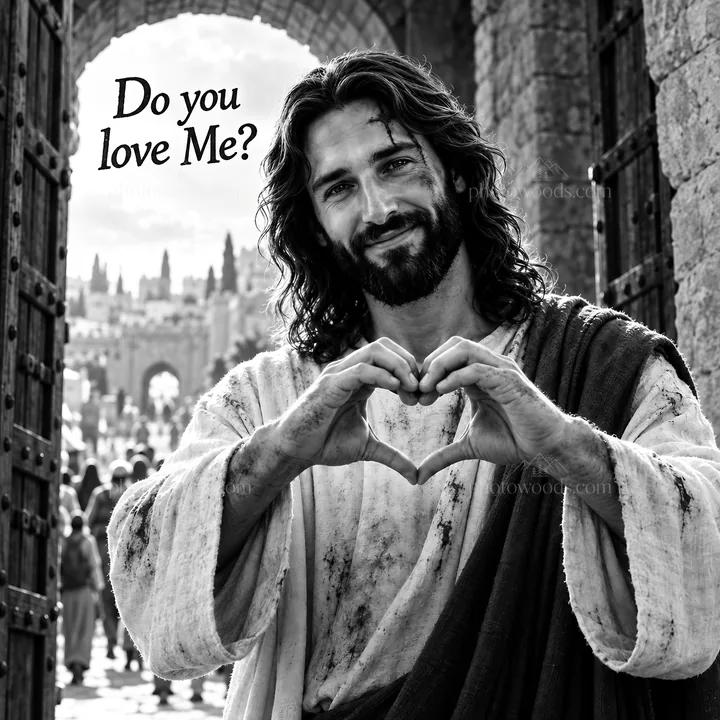 Jesus Christ asking if viewers love Him - AI-generated stock image
