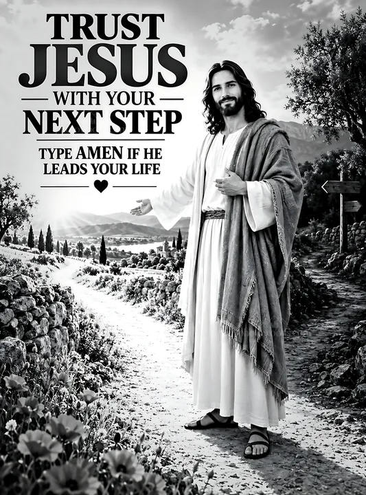 Trust Jesus with your next step in the countryside - AI-generated stock image