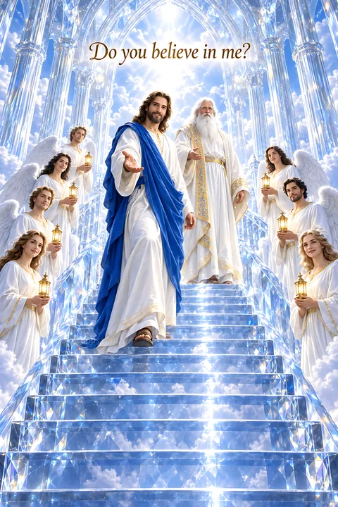 Belief and faith represented in a spiritual scene - AI-generated stock image