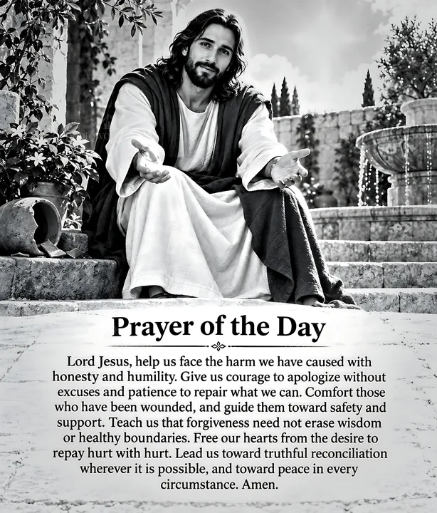 Forgiveness in the courtyard - AI-generated stock image