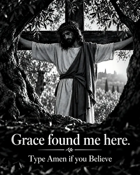 Grace found me here among the olives - AI-generated stock image