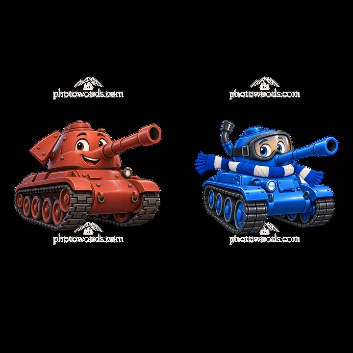 Cartoon tanks with smiling characters in vibrant colors - AI-generated stock image