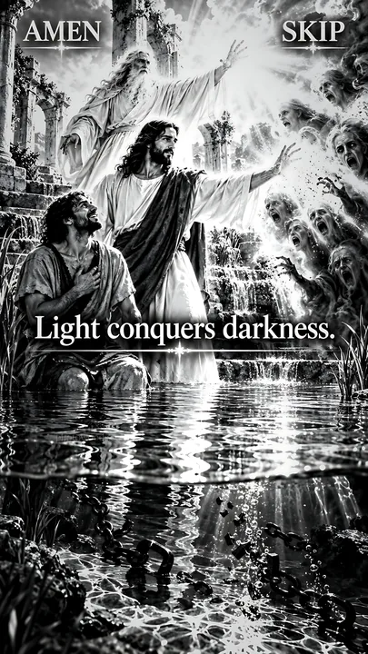 Jesus Christ bringing light to a suffering person - AI-generated stock image
