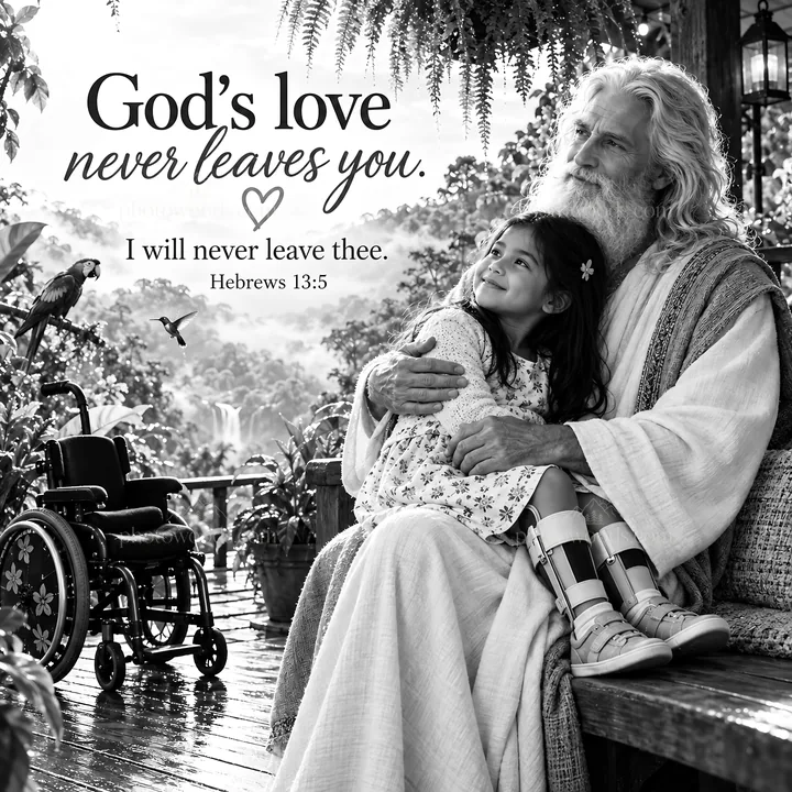 Jesus Christ comforting a child in loving embrace - AI-generated stock image